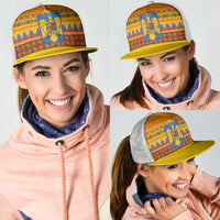 Romania Merry Christmas Mesh Trucker Cap Romania Emblem Traditional Folk Art - Wonder Print Shop