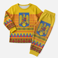 Romania Merry Christmas Pajama Set Romania Emblem Traditional Folk Art - Wonder Print Shop