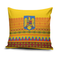 Romania Merry Christmas Pillow Cover Romania Emblem Traditional Folk Art - Wonder Print Shop