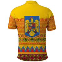 Romania Merry Christmas Polo Shirt Romania Emblem Traditional Folk Art - Wonder Print Shop