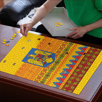 Romania Merry Christmas Puzzle Romania Emblem Traditional Folk Art - Wonder Print Shop
