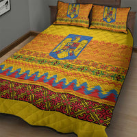 Romania Merry Christmas Quilt Bed Set Romania Emblem Traditional Folk Art - Wonder Print Shop