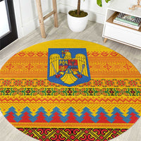 Romania Merry Christmas Round Carpet Romania Emblem Traditional Folk Art - Wonder Print Shop