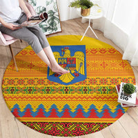 Romania Merry Christmas Round Carpet Romania Emblem Traditional Folk Art - Wonder Print Shop