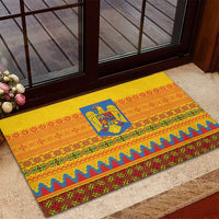 Romania Merry Christmas Rubber Doormat Romania Emblem Traditional Folk Art - Wonder Print Shop