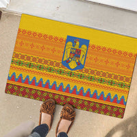Romania Merry Christmas Rubber Doormat Romania Emblem Traditional Folk Art - Wonder Print Shop