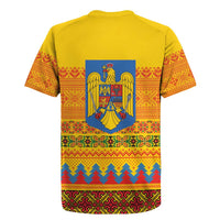 Romania Merry Christmas Rugby Jersey Romania Emblem Traditional Folk Art - Wonder Print Shop