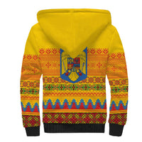 Romania Merry Christmas Sherpa Hoodie Romania Emblem Traditional Folk Art - Wonder Print Shop