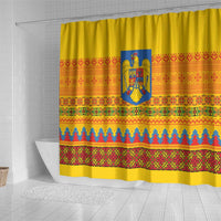 Romania Merry Christmas Shower Curtain Romania Emblem Traditional Folk Art - Wonder Print Shop