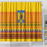 Romania Merry Christmas Shower Curtain Romania Emblem Traditional Folk Art - Wonder Print Shop