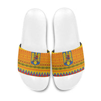 Romania Merry Christmas Slide Sandals Romania Emblem Traditional Folk Art - Wonder Print Shop