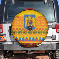 Romania Merry Christmas Spare Tire Cover Romania Emblem Traditional Folk Art - Wonder Print Shop
