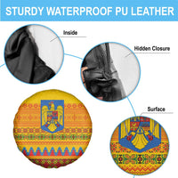 Romania Merry Christmas Spare Tire Cover Romania Emblem Traditional Folk Art - Wonder Print Shop