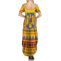 Romania Merry Christmas Summer Maxi Dress Romania Emblem Traditional Folk Art - Wonder Print Shop