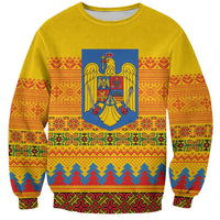 Romania Merry Christmas Sweatshirt Romania Emblem Traditional Folk Art - Wonder Print Shop