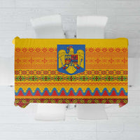 Romania Merry Christmas Tablecloth Romania Emblem Traditional Folk Art - Wonder Print Shop