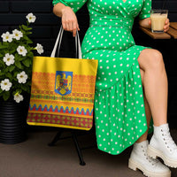 Romania Merry Christmas Tote Bag Romania Emblem Traditional Folk Art - Wonder Print Shop