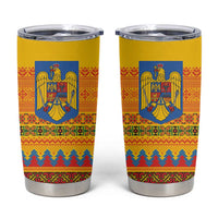 Romania Merry Christmas Tumbler Cup Romania Emblem Traditional Folk Art - Wonder Print Shop