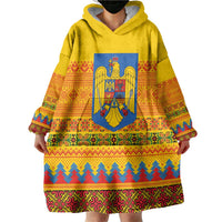 Romania Merry Christmas Wearable Blanket Hoodie Romania Emblem Traditional Folk Art - Wonder Print Shop
