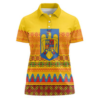Romania Merry Christmas Women Polo Shirt Romania Emblem Traditional Folk Art - Wonder Print Shop
