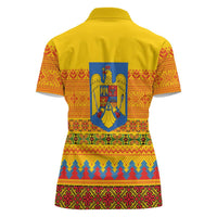 Romania Merry Christmas Women Polo Shirt Romania Emblem Traditional Folk Art - Wonder Print Shop