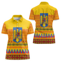 Romania Merry Christmas Women Polo Shirt Romania Emblem Traditional Folk Art - Wonder Print Shop