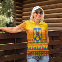 Romania Merry Christmas Women Polo Shirt Romania Emblem Traditional Folk Art - Wonder Print Shop