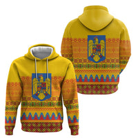 Romania Merry Christmas Zip Hoodie Romania Emblem Traditional Folk Art - Wonder Print Shop