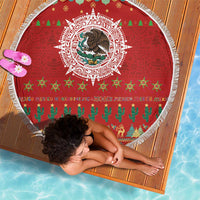 Mexico Merry Christmas Beach Blanket Mexican Cultural Emblem Xmas Style - Wonder Print Shop