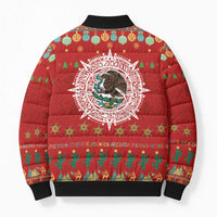 Mexico Merry Christmas Bomber Puffer Jacket Mexican Cultural Emblem Xmas Style - Wonder Print Shop