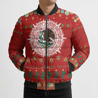 Mexico Merry Christmas Bomber Puffer Jacket Mexican Cultural Emblem Xmas Style - Wonder Print Shop