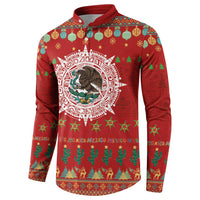 Mexico Merry Christmas Button Sweatshirt Mexican Cultural Emblem Xmas Style - Wonder Print Shop