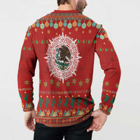Mexico Merry Christmas Button Sweatshirt Mexican Cultural Emblem Xmas Style - Wonder Print Shop