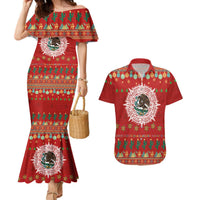 Mexico Merry Christmas Couples Matching Mermaid Dress and Hawaiian Shirt Mexican Cultural Emblem Xmas Style - Wonder Print Shop