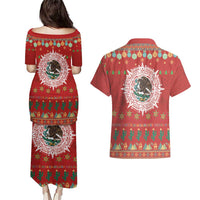 Mexico Merry Christmas Couples Matching Puletasi and Hawaiian Shirt Mexican Cultural Emblem Xmas Style - Wonder Print Shop