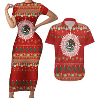Mexico Merry Christmas Couples Matching Short Sleeve Bodycon Dress and Hawaiian Shirt Mexican Cultural Emblem Xmas Style - Wonder Print Shop