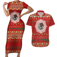 Mexico Merry Christmas Couples Matching Short Sleeve Bodycon Dress and Hawaiian Shirt Mexican Cultural Emblem Xmas Style - Wonder Print Shop