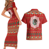 Mexico Merry Christmas Couples Matching Short Sleeve Bodycon Dress and Hawaiian Shirt Mexican Cultural Emblem Xmas Style - Wonder Print Shop