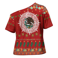 Mexico Merry Christmas Cross Shoulder Shirt Mexican Cultural Emblem Xmas Style - Wonder Print Shop