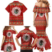 Mexico Merry Christmas Family Matching Mermaid Dress and Hawaiian Shirt Mexican Cultural Emblem Xmas Style - Wonder Print Shop
