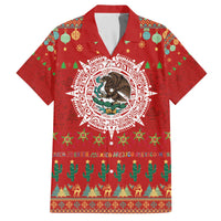Mexico Merry Christmas Family Matching Off The Shoulder Long Sleeve Dress and Hawaiian Shirt Mexican Cultural Emblem Xmas Style - Wonder Print Shop
