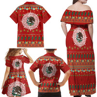 Mexico Merry Christmas Family Matching Off Shoulder Maxi Dress and Hawaiian Shirt Mexican Cultural Emblem Xmas Style - Wonder Print Shop