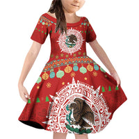 Mexico Merry Christmas Family Matching Off Shoulder Short Dress and Hawaiian Shirt Mexican Cultural Emblem Xmas Style - Wonder Print Shop