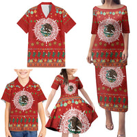 Mexico Merry Christmas Family Matching Puletasi and Hawaiian Shirt Mexican Cultural Emblem Xmas Style - Wonder Print Shop
