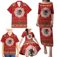 Mexico Merry Christmas Family Matching Puletasi and Hawaiian Shirt Mexican Cultural Emblem Xmas Style - Wonder Print Shop