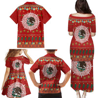 Mexico Merry Christmas Family Matching Puletasi and Hawaiian Shirt Mexican Cultural Emblem Xmas Style - Wonder Print Shop