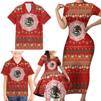 Mexico Merry Christmas Family Matching Short Sleeve Bodycon Dress and Hawaiian Shirt Mexican Cultural Emblem Xmas Style - Wonder Print Shop