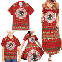 Mexico Merry Christmas Family Matching Summer Maxi Dress and Hawaiian Shirt Mexican Cultural Emblem Xmas Style - Wonder Print Shop