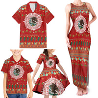 Mexico Merry Christmas Family Matching Tank Maxi Dress and Hawaiian Shirt Mexican Cultural Emblem Xmas Style - Wonder Print Shop