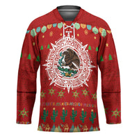 Mexico Merry Christmas Hockey Jersey Mexican Cultural Emblem Xmas Style - Wonder Print Shop